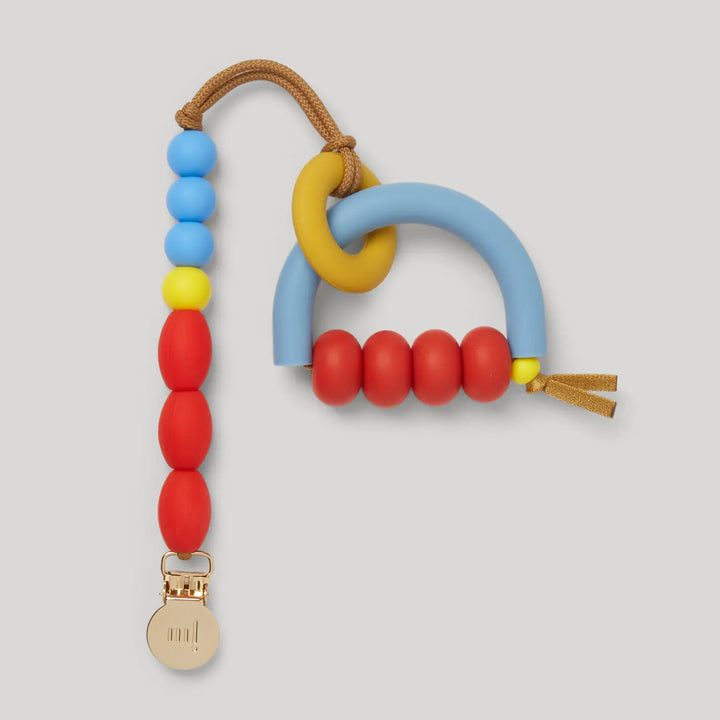 January Moon Primary Arch Teether + Pacifier Clip Set