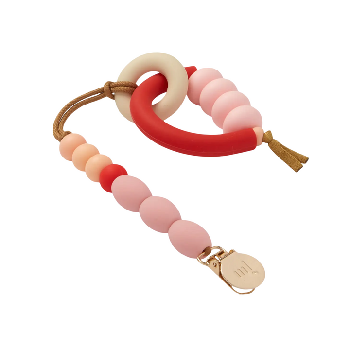 January Moon Rose Arch Teether + Pacifier Clip Set
