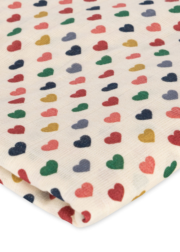 Konges Sløjd Big Muslin Swaddle Multi Hearts